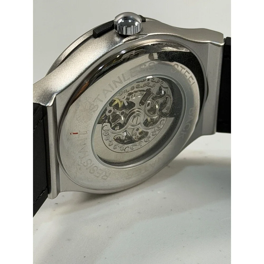 Men’s Automatic Mechanical Skeleton Racing Wheel Rim Design Sport Watch 44.9mm